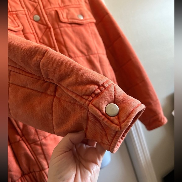 Orange Mineral Washed Quilted Jacket - size Medium - Picture 5 of 7